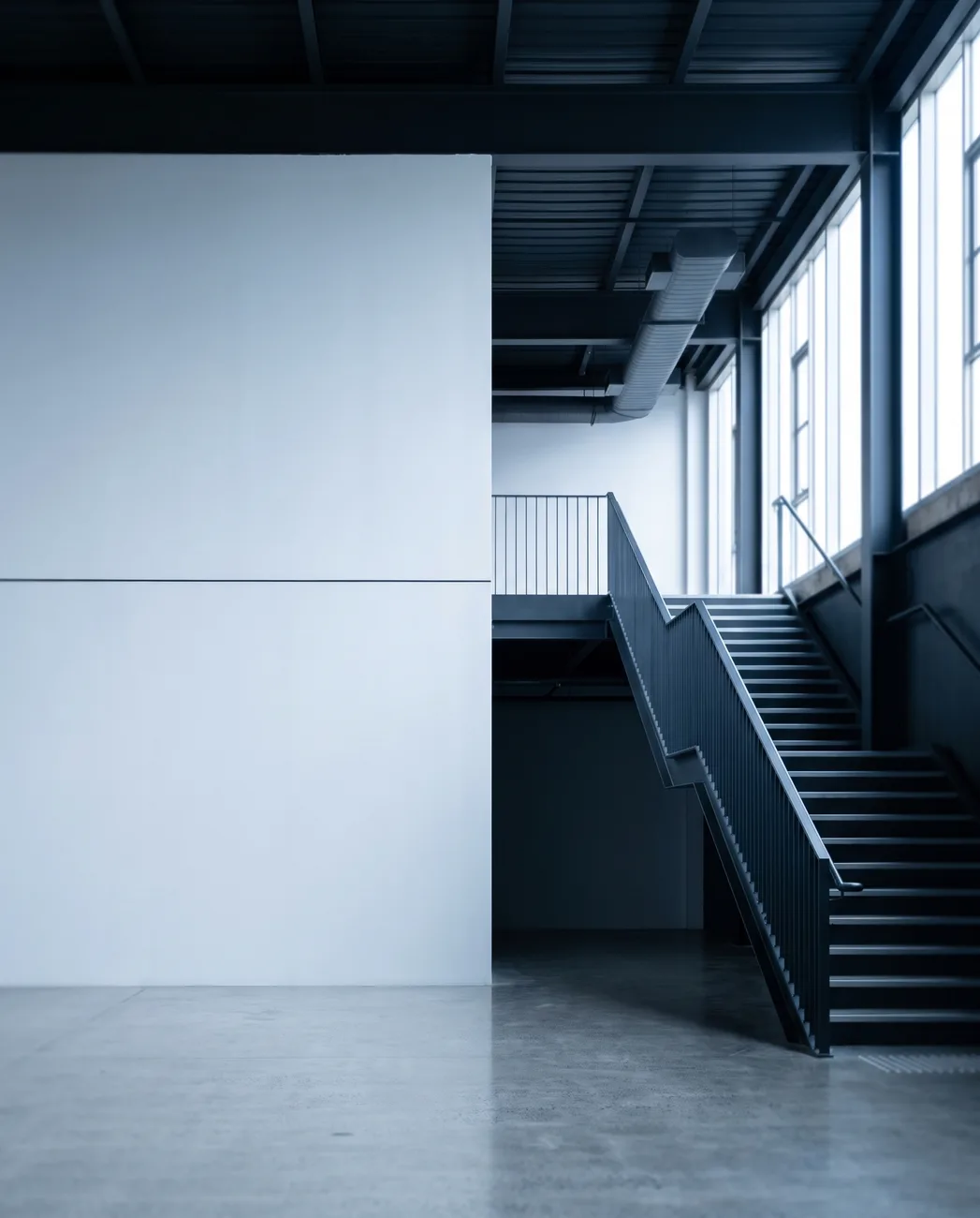 A painted commercial interior with clean lines and even light
